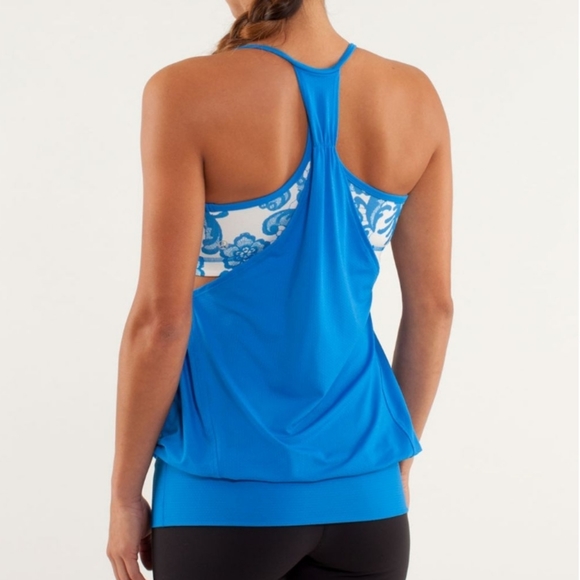 Lululemon No Limits Tank Beaming Blue / Laceoflage Polar Cream Beaming Blue - Picture 7 of 16
